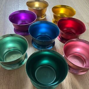 Set of 8 Vintage Bascal Mid Century Aluminum Dessert Bowls MCM